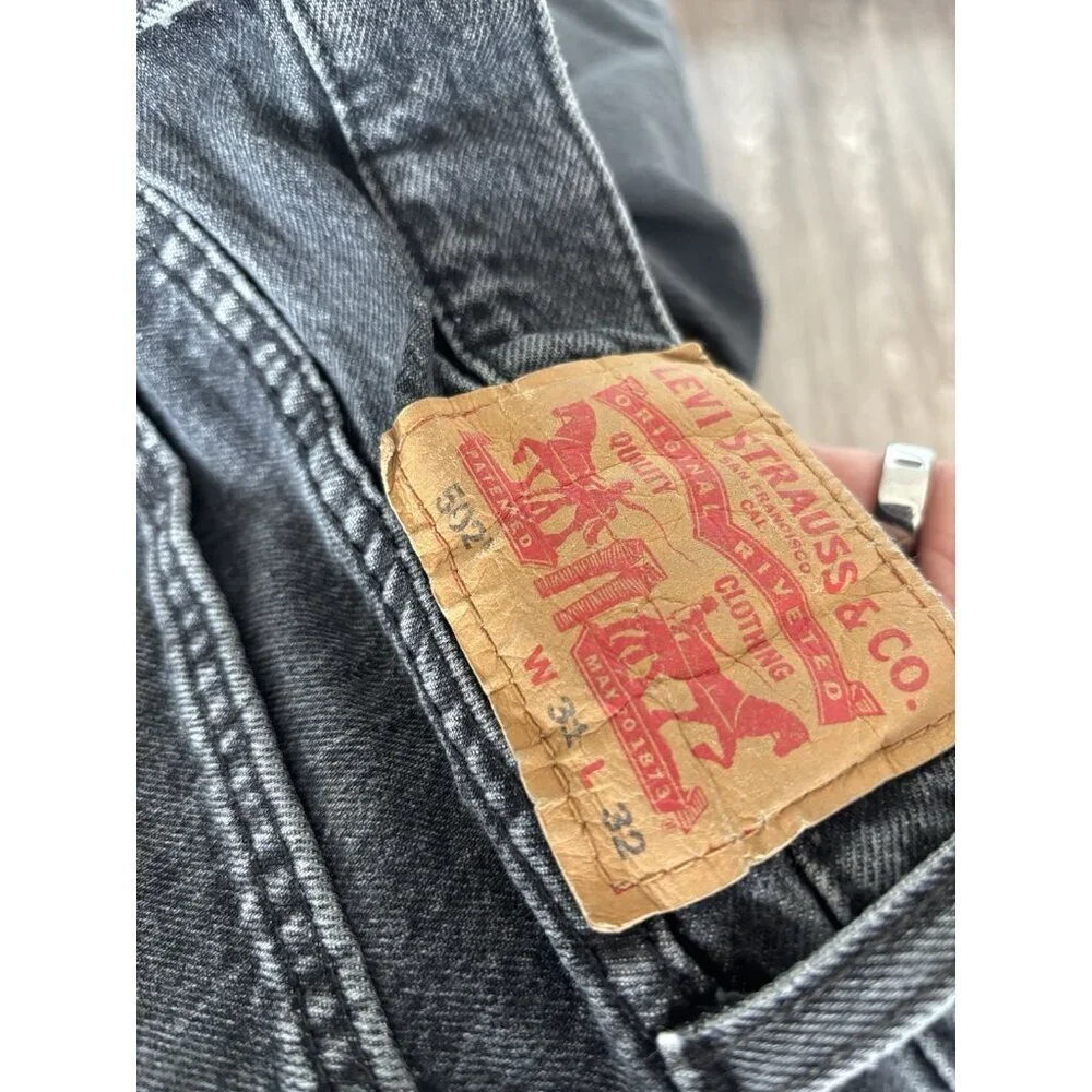 Levis 502 Jeans Mens 31 Taper Regular Fit Stretch Mid Rise Denim‎ Washed Black